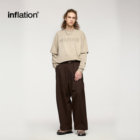 INF men |3D foam fake two wash long sleeve T-shirt autumn new fashion brand 5-in-1 mint technology