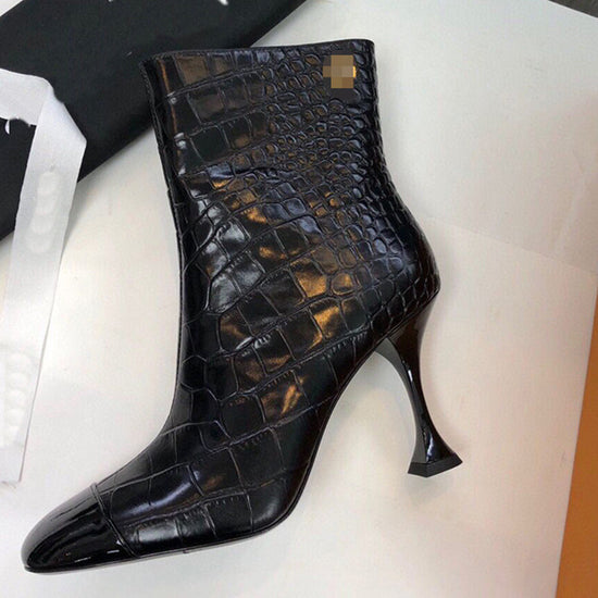 Round Toe Super High Heel Stiletto Side Zipper