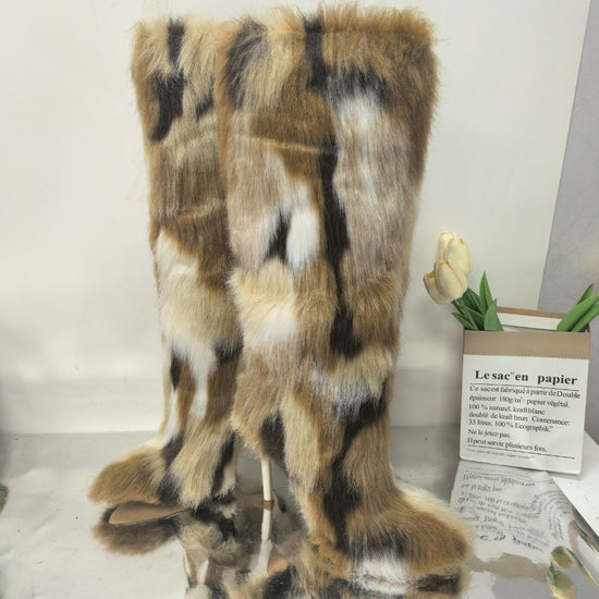 High Heel Fur Boots Fur Boots High Tube Stiletto Heel Fur Boots