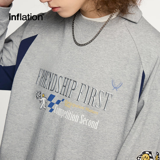 INF men |Sporty chic three-dimensional printed sports long T shirt autumn and winter new American retro long sleeve