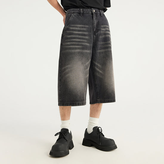 INF menswear | Cat must do old wide leg capri jeans fashion brand street loose straight pants